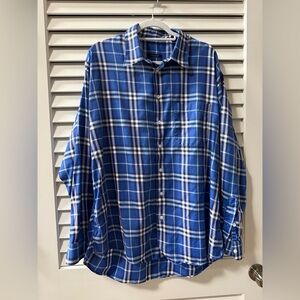 Burberry Blue and White Plaid Casual Shirt